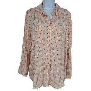 Chico's Silky Soft Pindot Half-Placket Long Sleeve Shirt Womens Size 2 US 12/14